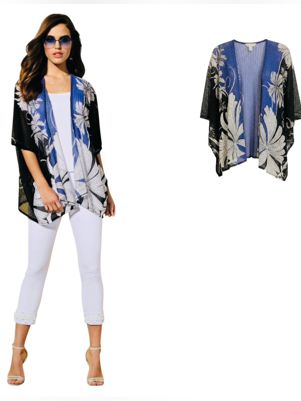 Chico’s Traveler’s Women’s L/XL Wheatmesh Floral lightweight jacket/kimono